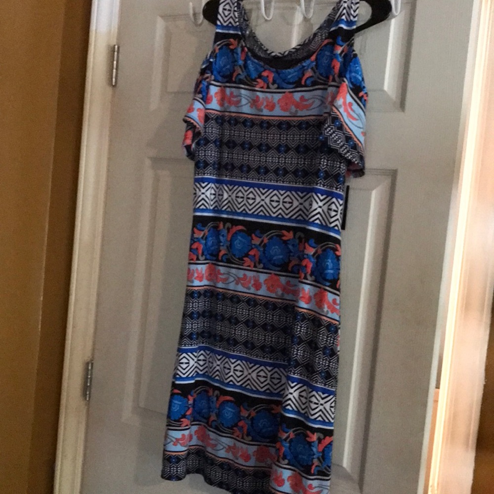 Blue, pink ,black cold shoulder dress new with tag